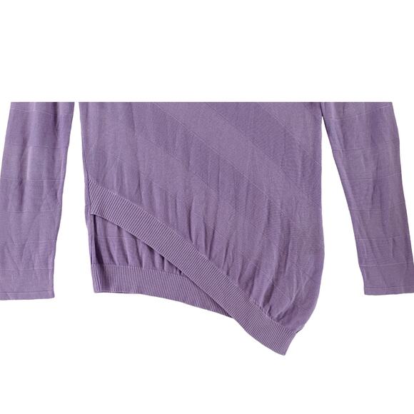 Dana Buchman Sweater Large Asymmetrical‎ Hem Purple Lightweight Knit Long Sleeve - Picture 2 of 10